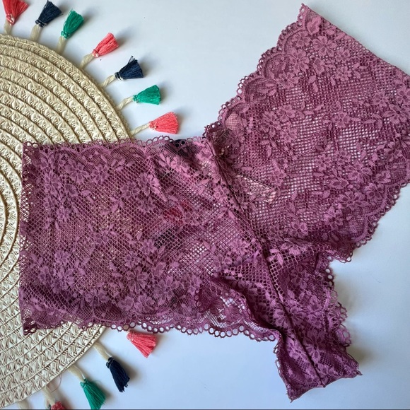 Victoria's Secret Love Cloud Lace Shortie Panty Lt Bordeaux XL NEW - Picture 3 of 5